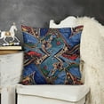 thumbnail image 2 of Throw Pillow Cushion Cover, Historical Florets with Slavic Effects Design, Decorative Square Accent Pillow Case, Blue Sand Brown, 2 of 5