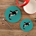 thumbnail image 2 of Killer Whale in Swimming Pool Orca Swim in Water on Blue Pot Holders Trivets, 2 PCS Round Cotton Thread Weave Potholders for Kitchens Hot Pads Table Mats Coasters for Hot Dishes, 2 of 7