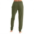 thumbnail image 3 of Fabrcox S-3xl Joggers Black Pj Pants for Women Drawstring Elastic Waist Basic Pajama Pants with Pockets Casual Trendy Cozy Sleepwear Bottoms Army Green L, 3 of 4
