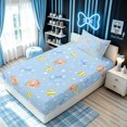 thumbnail image 4 of meiyoeat Blue Softball Bow Twin Sheets for Girls, Cute Ball Glove Print Bedding, 3-Piece, 1 Flat Sheet, 1 Fitted Sheet and 1 Pillowcase, 4 of 5