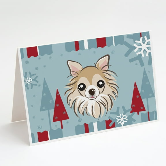 Winter Holiday Chihuahua Greeting Cards and Envelopes Pack of 8