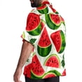 thumbnail image 3 of Watermelon Men's Hawaiian Button Down Printed Short Sleeve Summer Beach Shirts, 3 of 6
