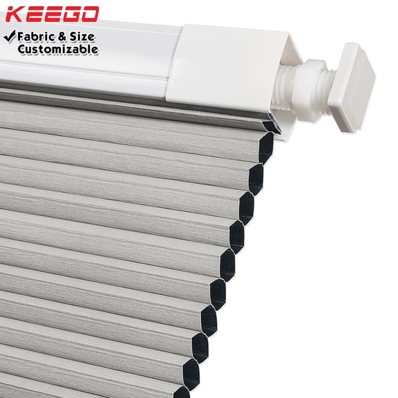 Keego No Drilling Cordless Cellular Shades Honeycomb Window Blinds Easy Installation Heat Insulating Noise Reducing Curtains Blackout Gray, 58.5"w x 54"h