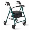 Medline Standard Steel Folding Rollator Walker  with 6" Wheels, Green
