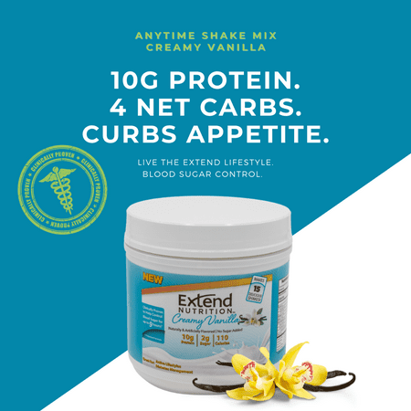 Extend Nutrition Vanilla Protein Shake Mix for Diabetes & Prediabetes, 15 Svgs