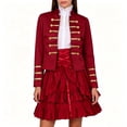 thumbnail image 6 of Sexlip Women Stand Collar Military Style Blazer Jacket Double Row Gold Stripe Button Decor Cropped Long Sleeve Costume Outer Coat For Party Stage Red XL, 6 of 6