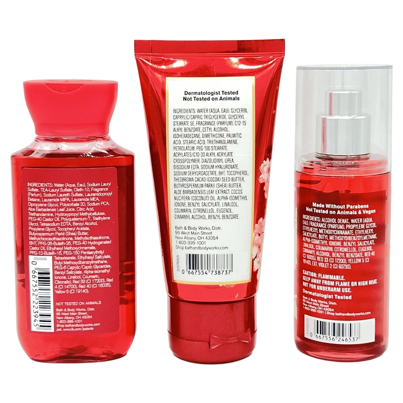 Bath & Body Works Japanese Cherry Blossom Travel Size Shower Gel, Body Cream and Fine Fragrance Mist 3-Piece Bundle