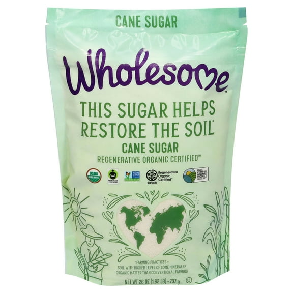 Wholesome Regenerative Organic Cane Sugar 26 oz (Pack of 12)