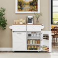 thumbnail image 2 of GVN Rolling Kitchen Table, Kitchen Island,Rolling Kitchen Island with Trash Can Cabinet and Rubber Universal Wheels-White, 2 of 9