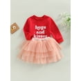 thumbnail image 3 of Arvbitana Toddler Baby Girls Valentine's Day Outfits Letters Print Long Sleeve Pullover Top + Layered Tulle Half Dress Spring Fall Casual Skirt Set 12M-5T, 3 of 8