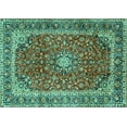 thumbnail image 1 of Ahgly Company Machine Washable Indoor Rectangle Persian Turquoise Blue Traditional Area Rugs, 3' x 5', 1 of 4