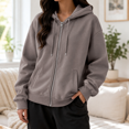 thumbnail image 2 of Dpjklzsn Women's Full Zip Hoodie, Long Sleeve Relaxed Sweatshirt with Drawstring Hood and Front Pockets for Everyday Wear, 2 of 8