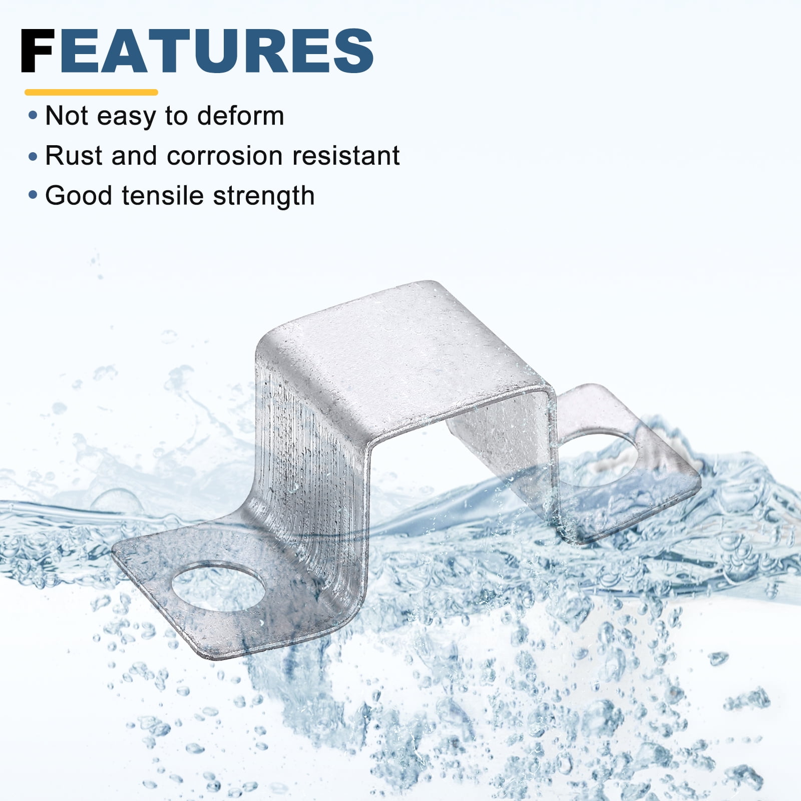 Uxcell 12 Pack 28x30 mm U Shaped Connector Bracket, Square Tube Strap Clamp Galvanized Steel Pipe Clamp Wood Deck Fence Post Tie for Water Pipes Stairs Railing Installation, Silver
