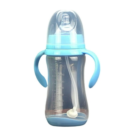 LHWEN 300ML Wide Caliber PP Baby Bottle with Handle Anti-Drop Anti-Flatulence Plastic Bottle for Newborns to Toddlers and Comfortable Feeding
