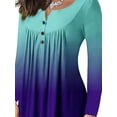 thumbnail image 4 of FASHIONWT Women Plus Size Round Neck Gathered Gradient Button Long Sleeve T-Shirt Top, 4 of 4