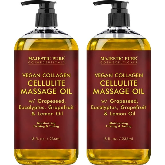 Majestic Pure Cellulite Massage Oil, 8 fl oz (Pack of 2)