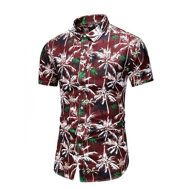 CEHVOM Chemise Hawaïenne à Manches Courtes pour Hommes, Col Montant, Imprimée, Décontractée, Boutonnée, Été