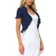 thumbnail image 4 of Cárdigan Corto INSPIRE CHIC para Mujeres, Abierto Frontal, con Volantes, Tejido, Talla XS, Azul Marino, 4 of 6