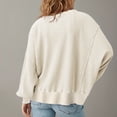 thumbnail image 4 of Patlollav Womens Round Neck Loose Soild Long Sleeve Sweatshirts, 4 of 6