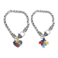 thumbnail image 1 of MasteelfCA 2pcs Autism Charms Creative Jigsaw Puzzle Autism Hand Chains Zinc Alloy Autistic Bracelets, 1 of 8
