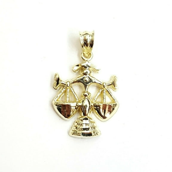 New 10k yellow solid Gold Libra zodiac astrology Pendant charm fine jewelry 2.4g
