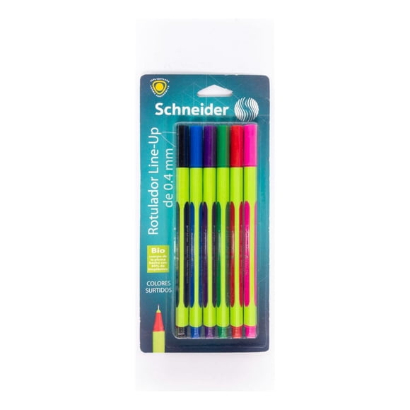 Kit con 6 Rotuladores Line-Up 0.4mm Schneider multicolor SIN TAMAÑO