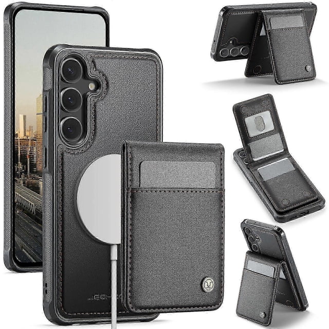 Funda trasera de cuero para Samsung Galaxy S23 FE, compatible con funda MagSafe, con tarjetero.
