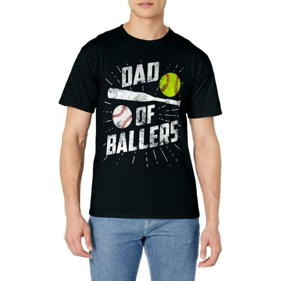 Dad Of Ballers Funny Baseball Softball Game Fathers Day Gift T-Shirt