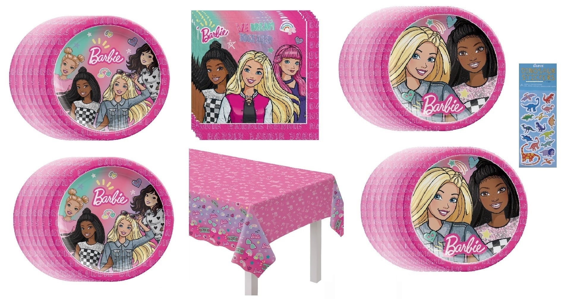 Barbie Dream Birthday Party Supplies Bundle Pack includes 16 Dessert