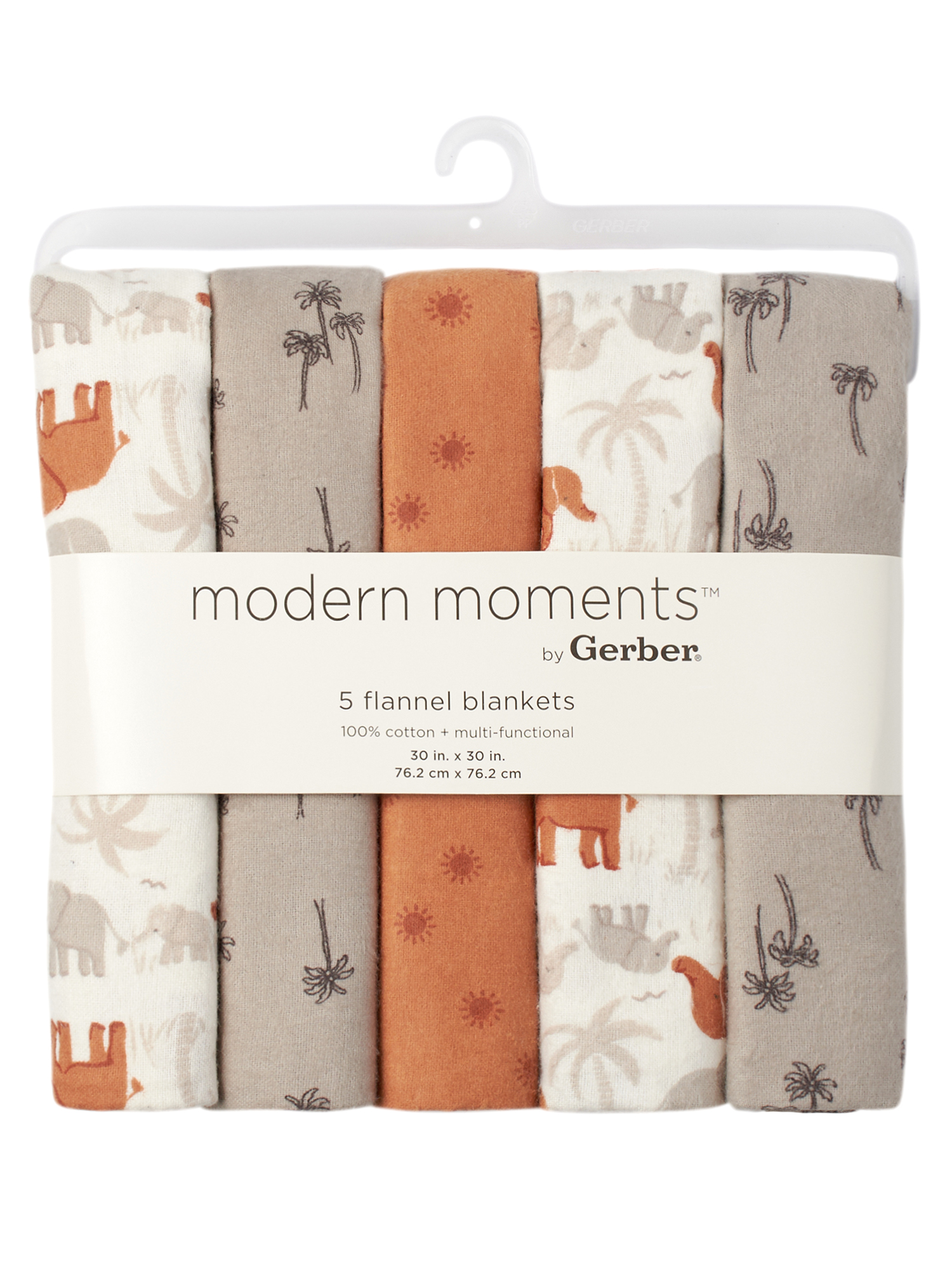Modern Moments by Gerber Baby & Toddler Boy Flannel Blankets, 5-Pack, Grey Elephant - image 3 of 9