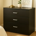 thumbnail image 2 of Ktaxon 3-Drawer Dresser Pure Black with Metal Handles Bedside Night Stand Bedroom, Black, 2 of 10