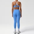 thumbnail image 1 of PISONIC Womens Workout Set Two Pieces Spaghetti Straps Color Block Sports Bra Matching High Waist Leggings Gym Work Out Outfits, 1 of 8