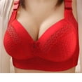 thumbnail image 2 of Entyinea Womens Bras No Underwire Comfy Corset Bra Front Cross Side Buckle Lace Bras Slim and Shape Bra Red D, 2 of 5