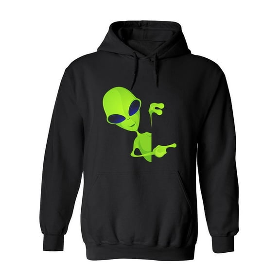 Cartoon Green Alien Hoodie Men -Image by Shutterstock, Male 3X-Large