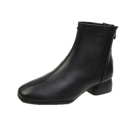 

kpoplk Boots for Women Ankle Booties Wide Width Women Ankle Boots Autumn and Winter Fashion Solid Color Simple Comfortable (Black 6.5)