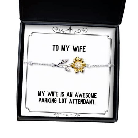 amangny Nice Wife Sunflower Bracelet, My Wife is an Awesome Parking Lot Attendant, New Gifts, Hanukkah Gifts, Kwanzaa Gifts, Birthday Gifts, Wedding Gifts, Anniversary