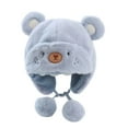 thumbnail image 2 of Cute Baby Boys Girls Winter Hats Bear Ears Earmuffs Cap with Soft Balls, Fleece Warm Hemming Caps, 2 of 7
