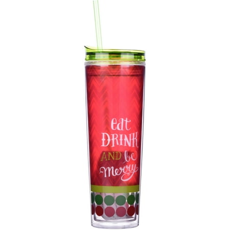 decorate to tumblers Time Holiday Acrylic of Set Tumblers, 18 Eat 2, oz Straw