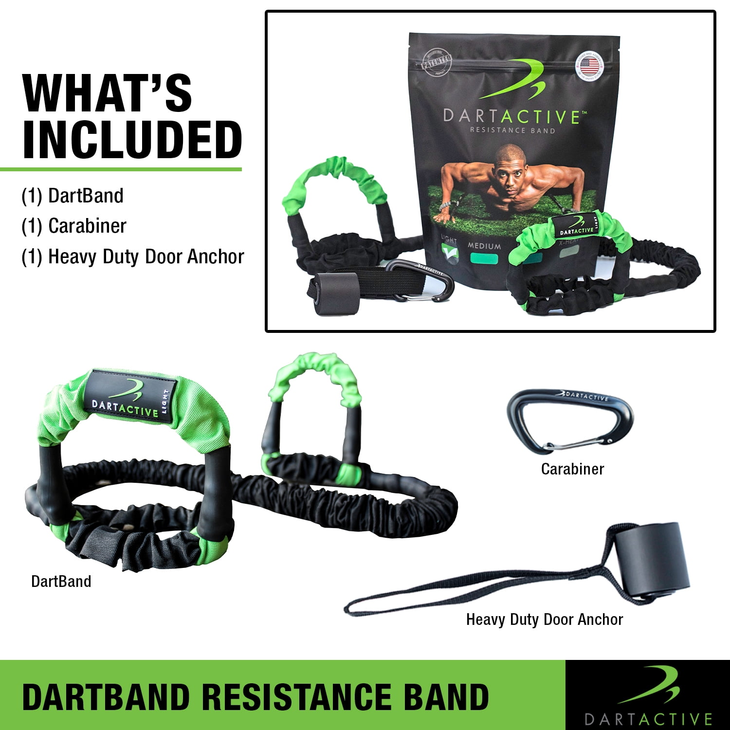 DartBand Premium Resistance Bands with Handles, Door Anchor, and Carabiner Clip for Athletic Training, Rehab, Strength Training, Yoga, Physical Therapy, Home Workout Solution - Heavy Resistance