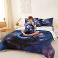 thumbnail image 3 of Feelyou Lotus Fairy Dragon Bedding Comforter Set for Kids Boys Girls, Starry Sky Animal Full Bedding Set, Blue Pink, Polkadot Reversible, 7pcs, 3 of 7