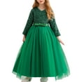 thumbnail image 2 of NAISIBABY Girls Princess Dress, Mesh Long Length Long Sleeve Sequin Elegant Birthday Wedding Pageant Party Dress Green 7T, 2 of 5