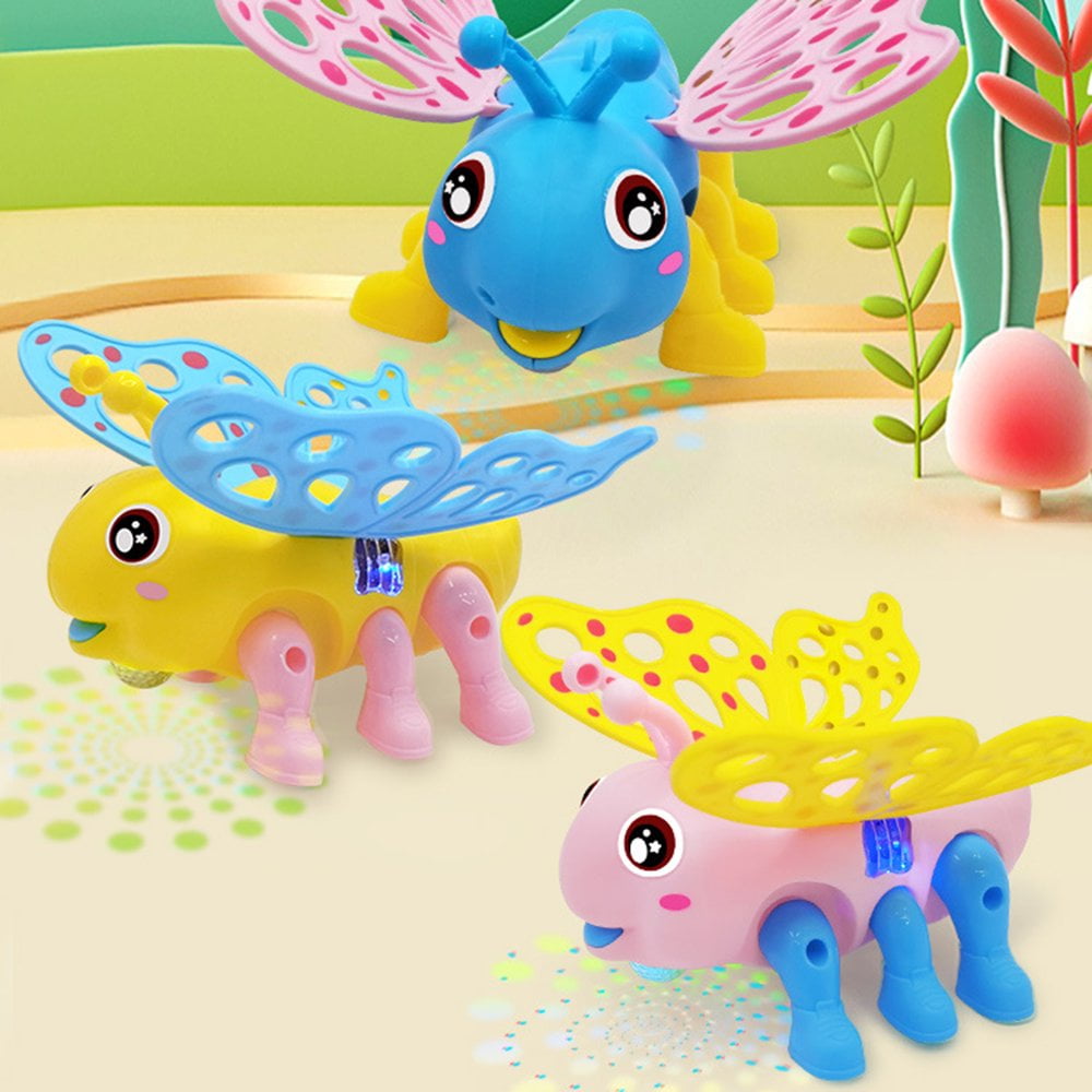 Toddler Toy Biomimetic Crawling Light Music with Traction Rope Adorable Battery Powered Entertainment Crawling Butterfly Kids Toys for Child