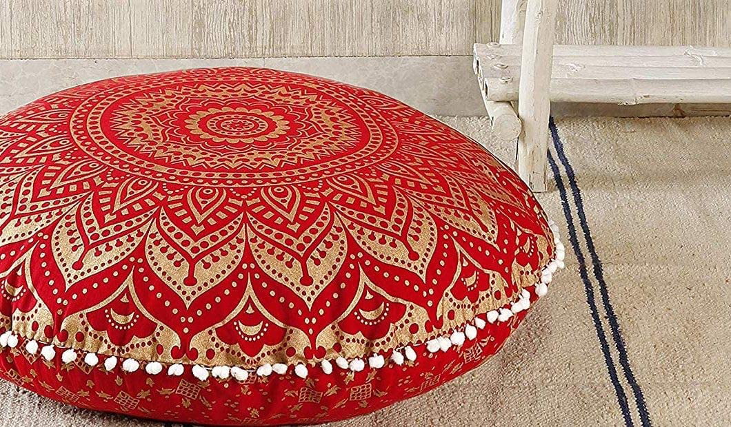 35"x 35" Cotton Floor Pillow Cover Square Mandala Ombre Meditation Cushion Cover