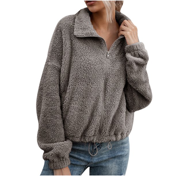 Moda mujer invierno cálido sólido invierno alargado felpa manga larga prendas de vestir Fridja fksj4952
