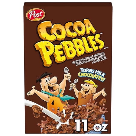 Post Cocoa PEBBLES Cereal, Chocolatey Kids Cereal, Gluten Free Rice Cereal, 11 OZ Cereal Box