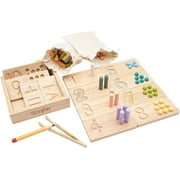 Montessori Toys for Toddlers | 3 in 1 Wooden Peg Board and Montessori Beads Math Toys for Kids Age 3 4 5 | Toddler Wooden Number Learning Montessori Toys