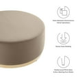 thumbnail image 5 of Ottoman Accent Chair, Taupe Gray Natural, Velvet, French Living Lounge Cafe Lobby Hospitality Restaurant, Modern Contemporary Boutique HB36608, 5 of 7