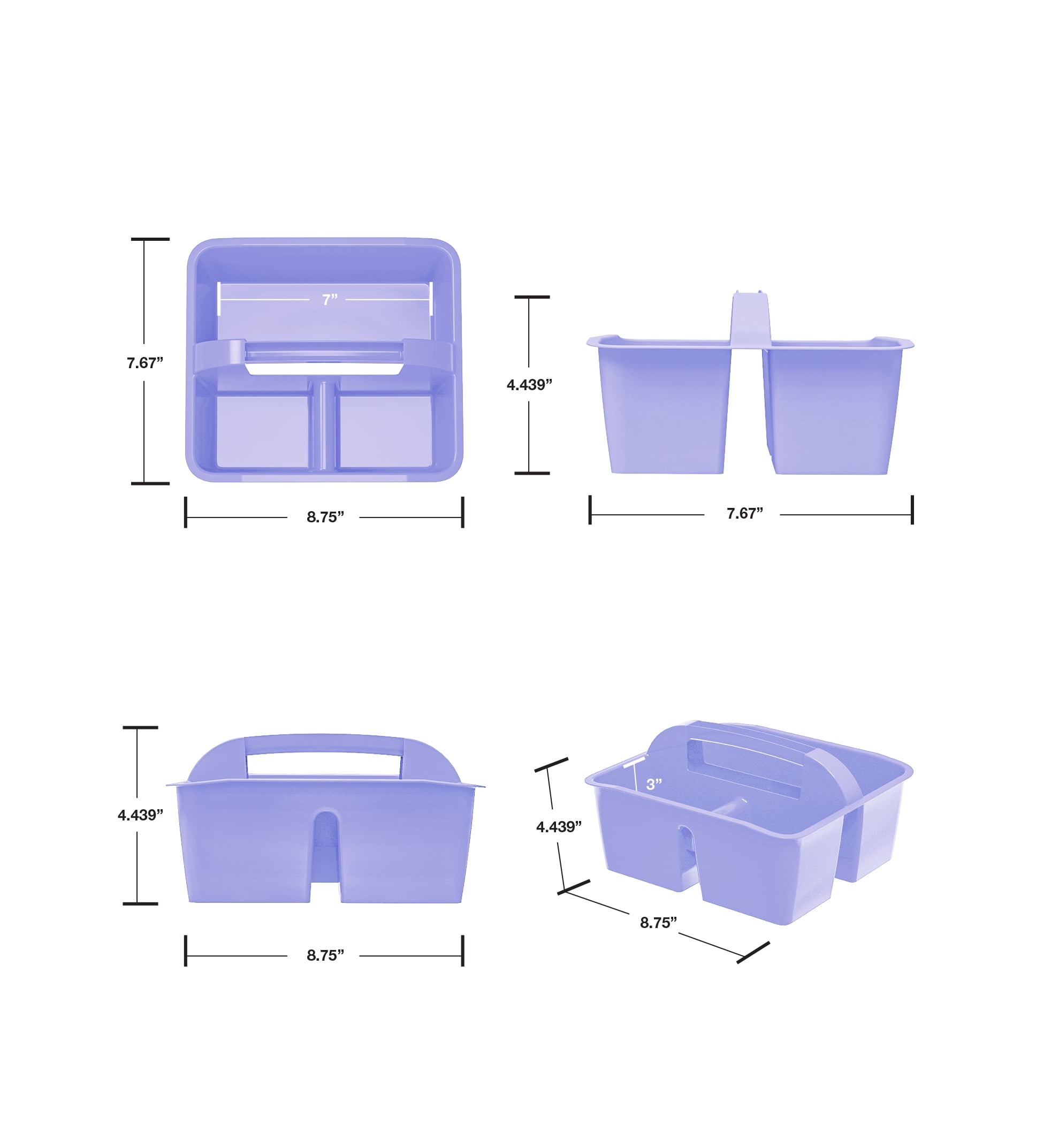 (4 pack) Pen+Gear Plastic Caddy, Desktop Craft and Hobby Organizer, Periwinkle, 6-Pack