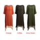 thumbnail image 4 of Las nuevas mujeres de la vendimia vestido de algodón de lino de Split dobladillo irregular floja oca Tomshoo Marrón S, 4 of 7