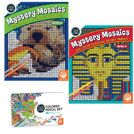 Color By Number Mystery Mosaics Set: Books 5-6 with pencils, TOYS THAT TEACH: Studies show that color coded puzzles are one of the best tools for.., By